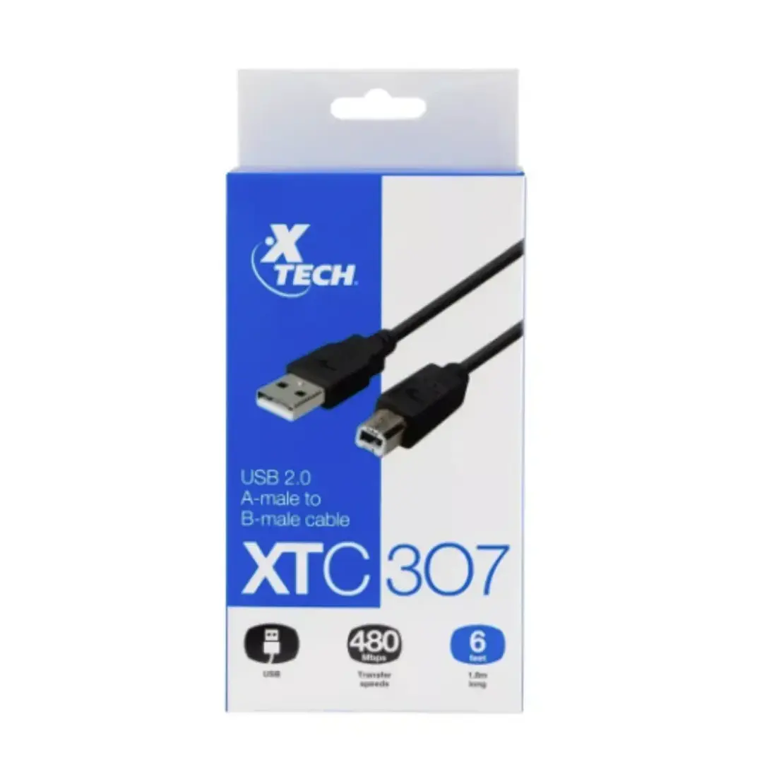 Cable de impresora USB 2.0 | Xtech | 1,8 m | USB-A a USB-B 2