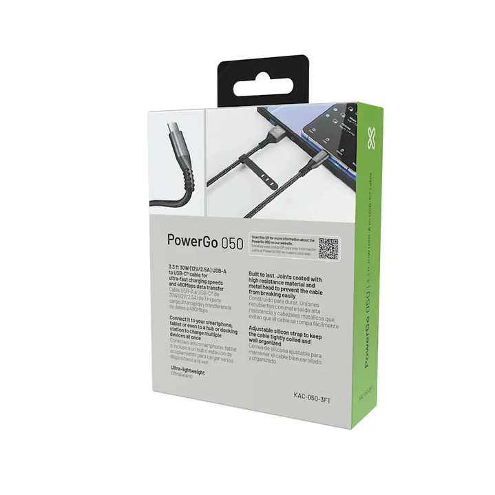 Cable USB-A a USB-C Klip Xtreme KAC-050-3FT | 30W | 1 metro 2