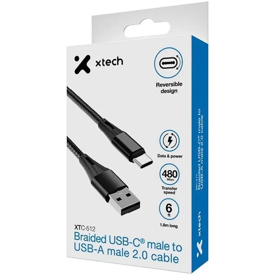 Cable USB-A a USB-C Xtech XTC-512 | 1,8 m | Trenzado de nylon 1