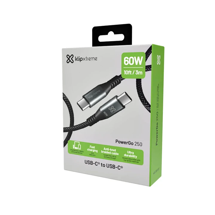 Cable USB-C a USB-C Klip Xtreme KAC-250-10FT | 3 m | 60W 1
