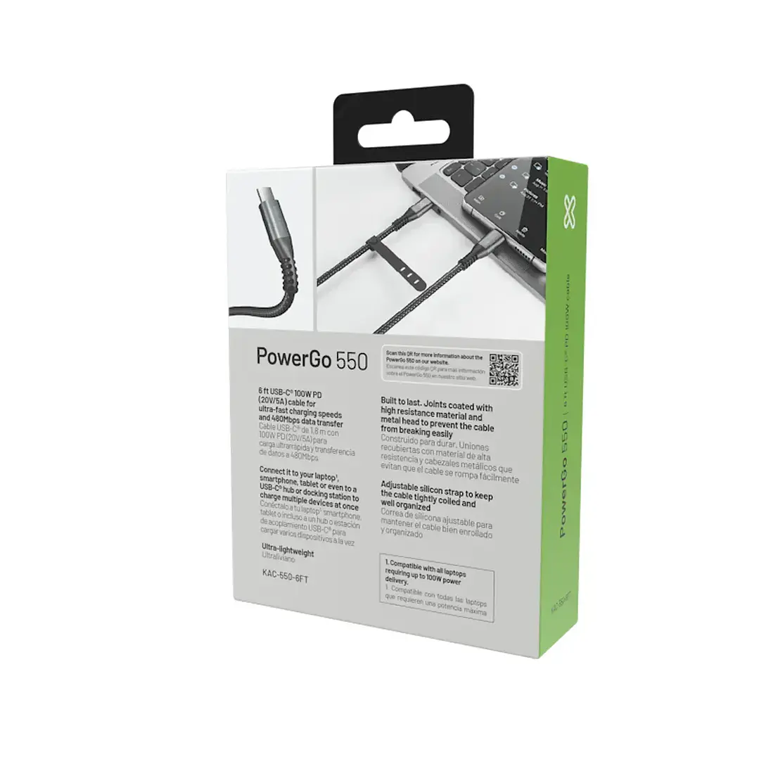 Cable USB-C a USB-C | Klip Xtreme KAC-550-10FT | 100W | 3 metros 2