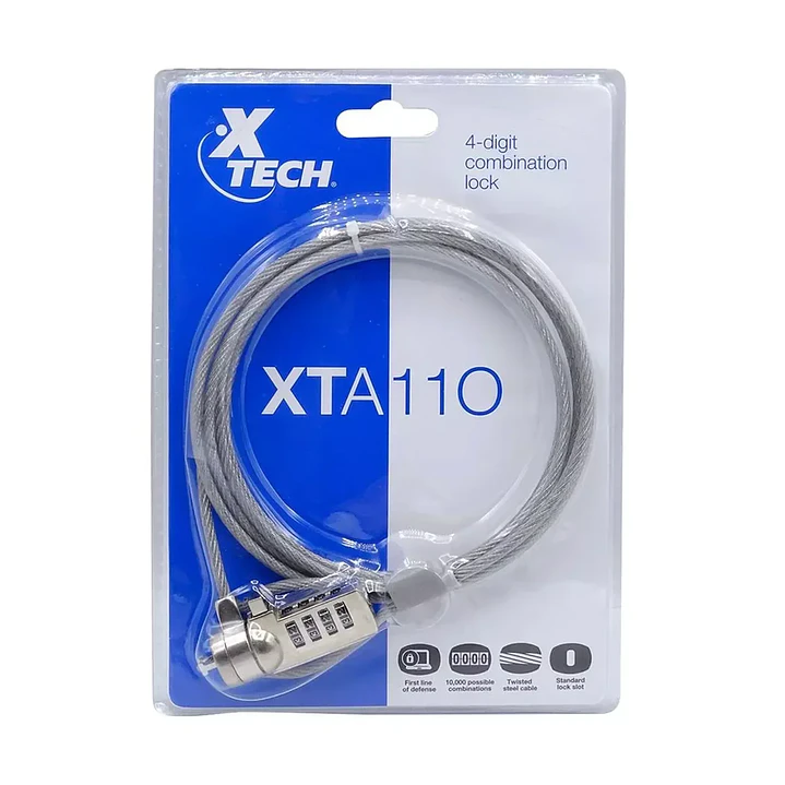 Candado de seguridad | Xtech XTA-110 | Cable 1.83 m | Clave numérica 2