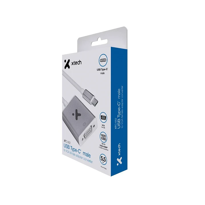 Adaptador USB-C a VGA | Xtech XTC-552 | Full HD 1080p | 60 Hz 1