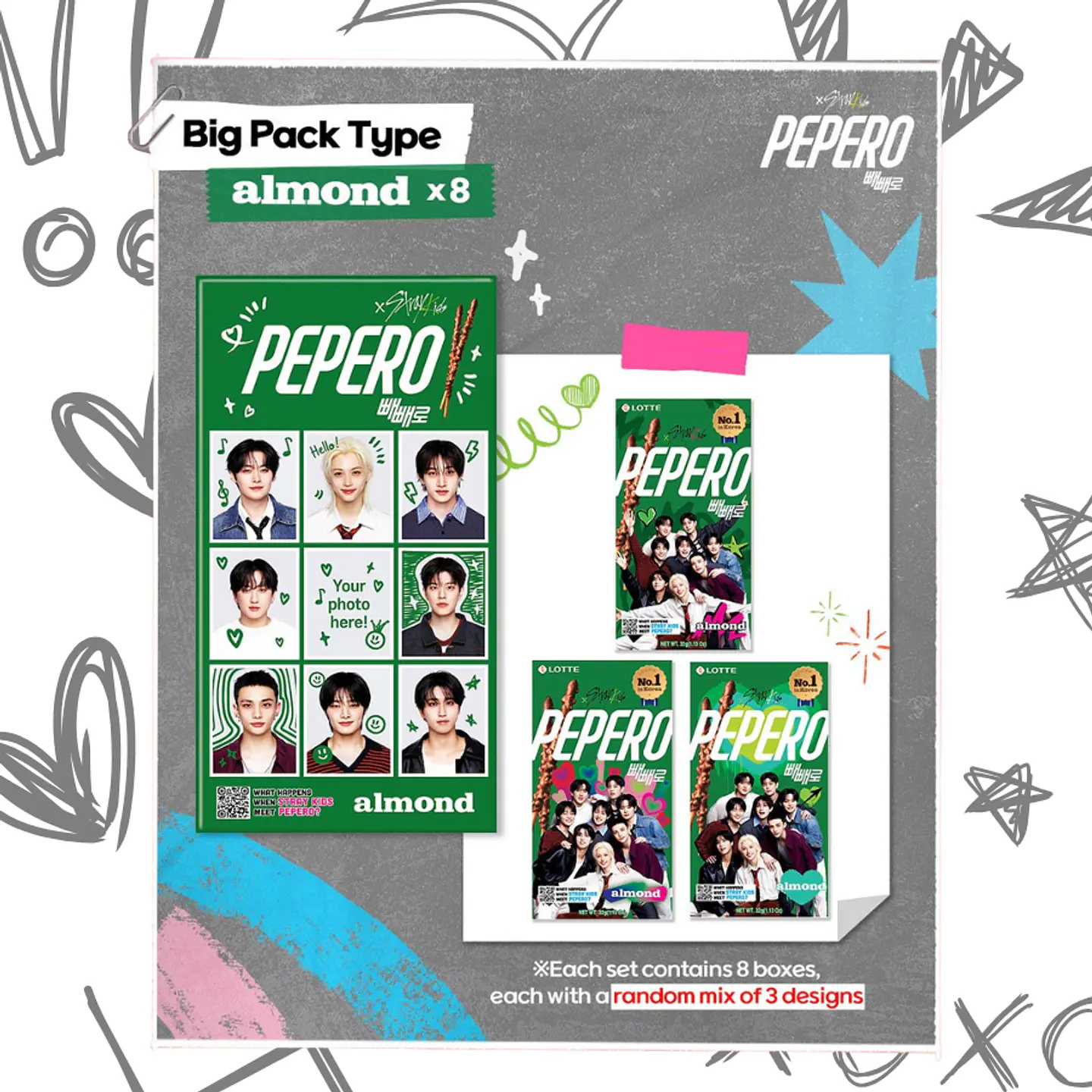 Pepero x Stray Kids - Almendra (Grande) 1