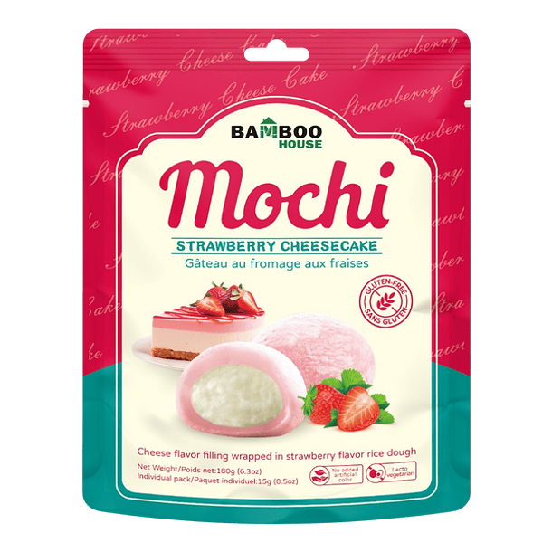 Mochi sabor cheesecake de frutilla (Bamboo House)