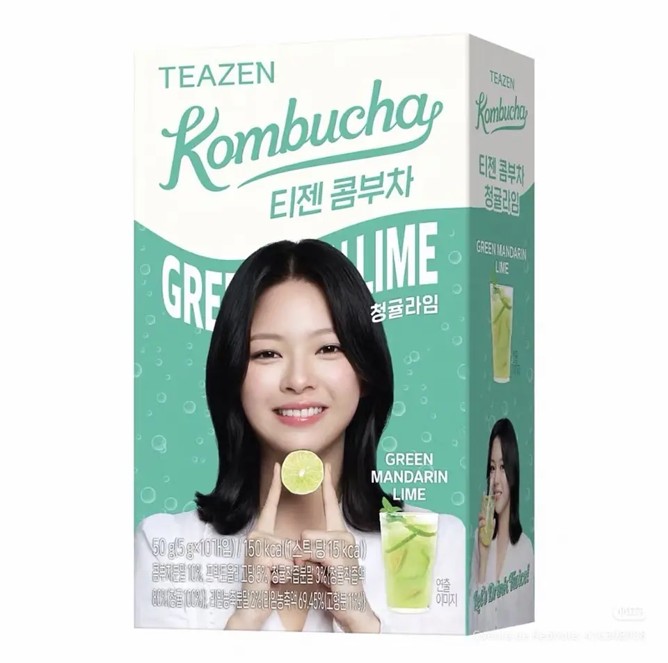 TEAZEN X TWICE Kombucha mandarina verde y lima (Caja) 1