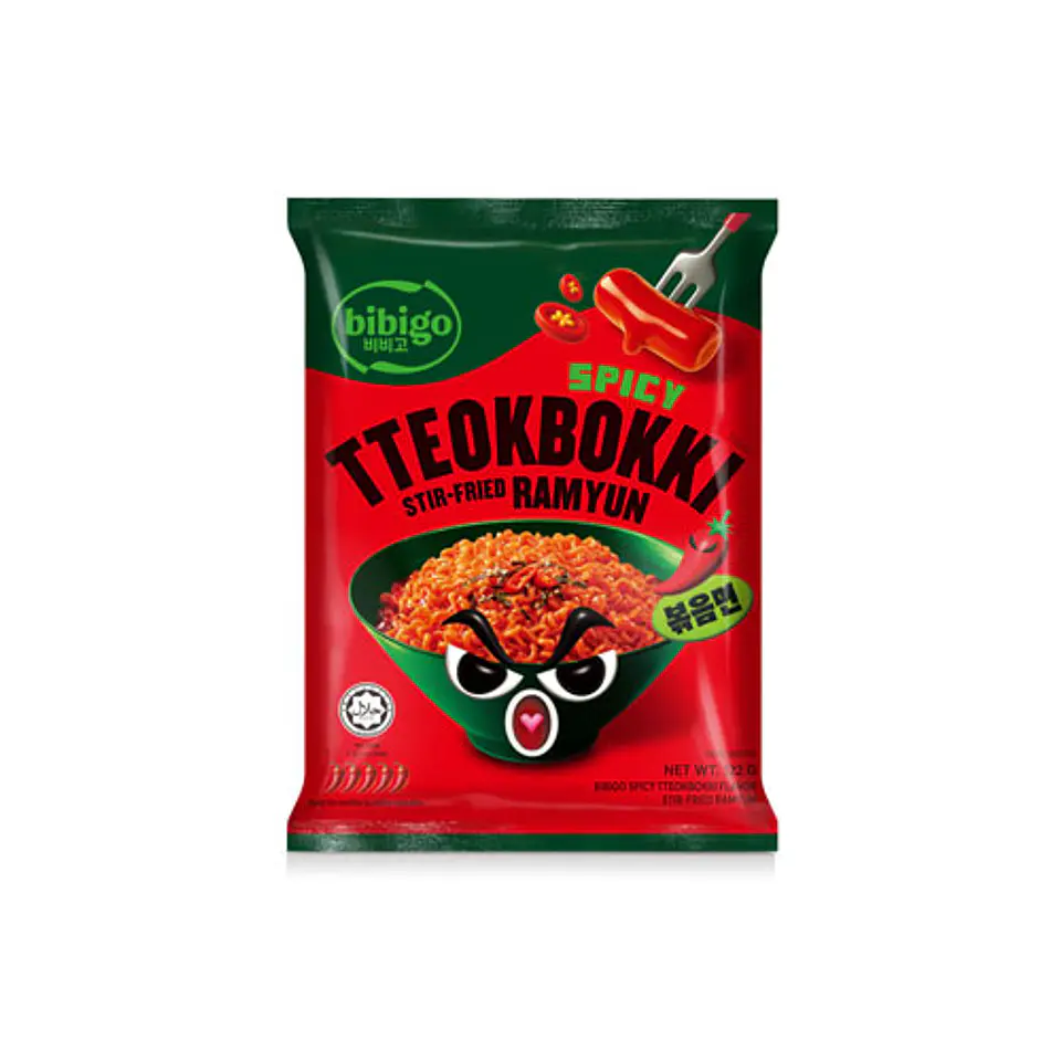 Fideos sabor tteokbokki picante (Bibigo) 1