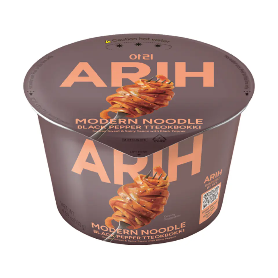 ARIH Fideos sabor tteokbokki y pimienta (Vaso grande) 1
