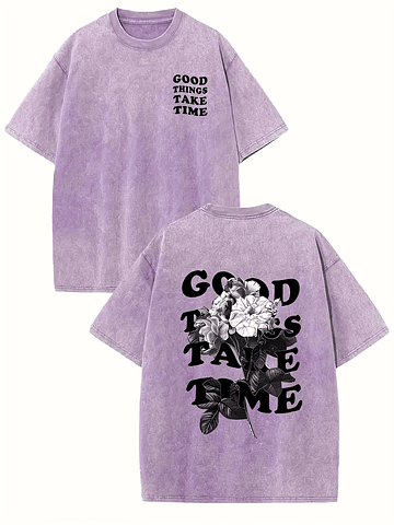  GOOD THINGS TAKES TIME Retro Dyed Men's T-shirt