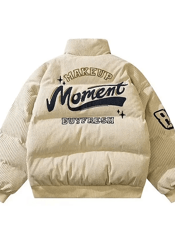 Vintage Letter Embroidery Padded Jacket 