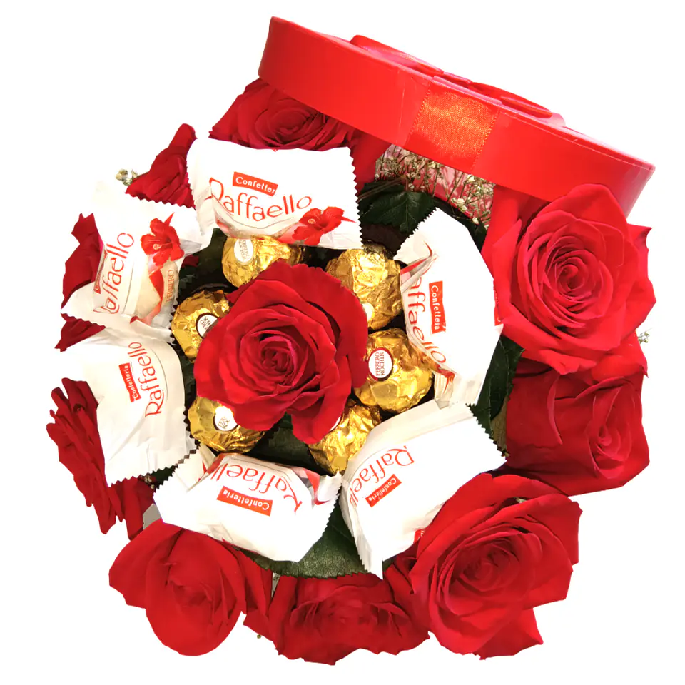 Caixa de Rosas com Bombons Mistos 2
