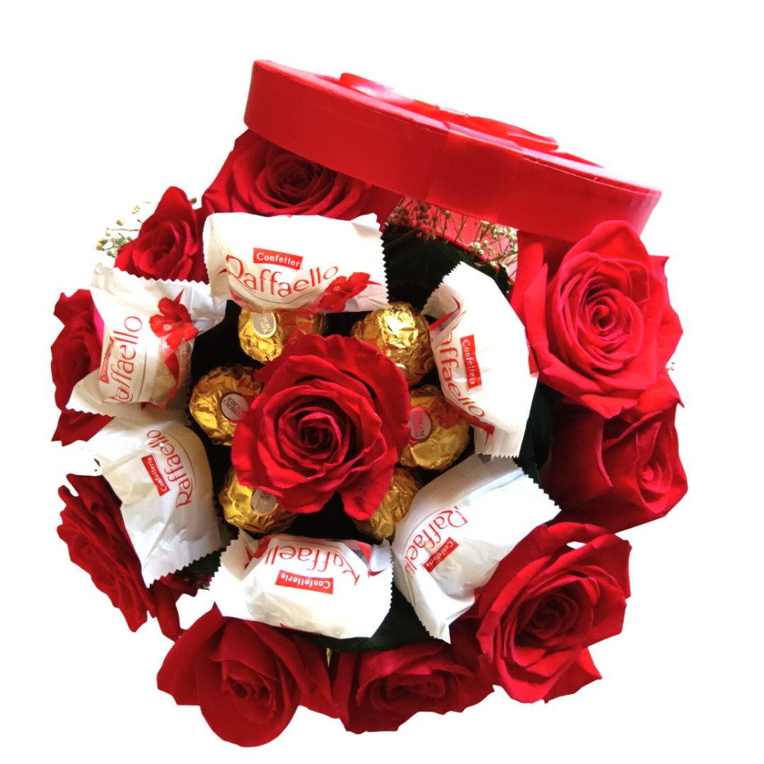 Caixa de Rosas com Bombons Mistos 3