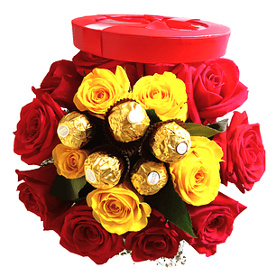 Caixa com mistura de Rosas e Ferrero Rocher