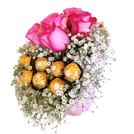 Bouquet em Caixa Cor-de-rosa