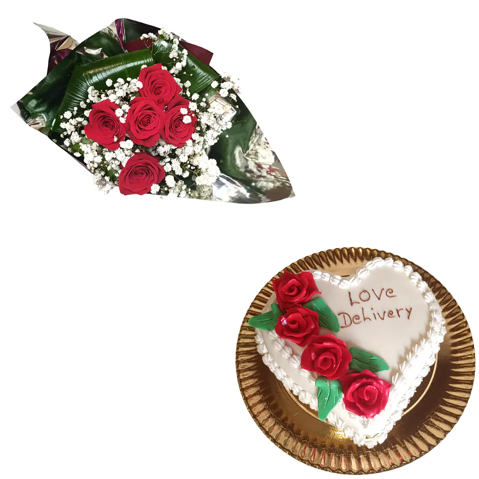 Pack Bouquet de Rosas + Bolo Coração 4