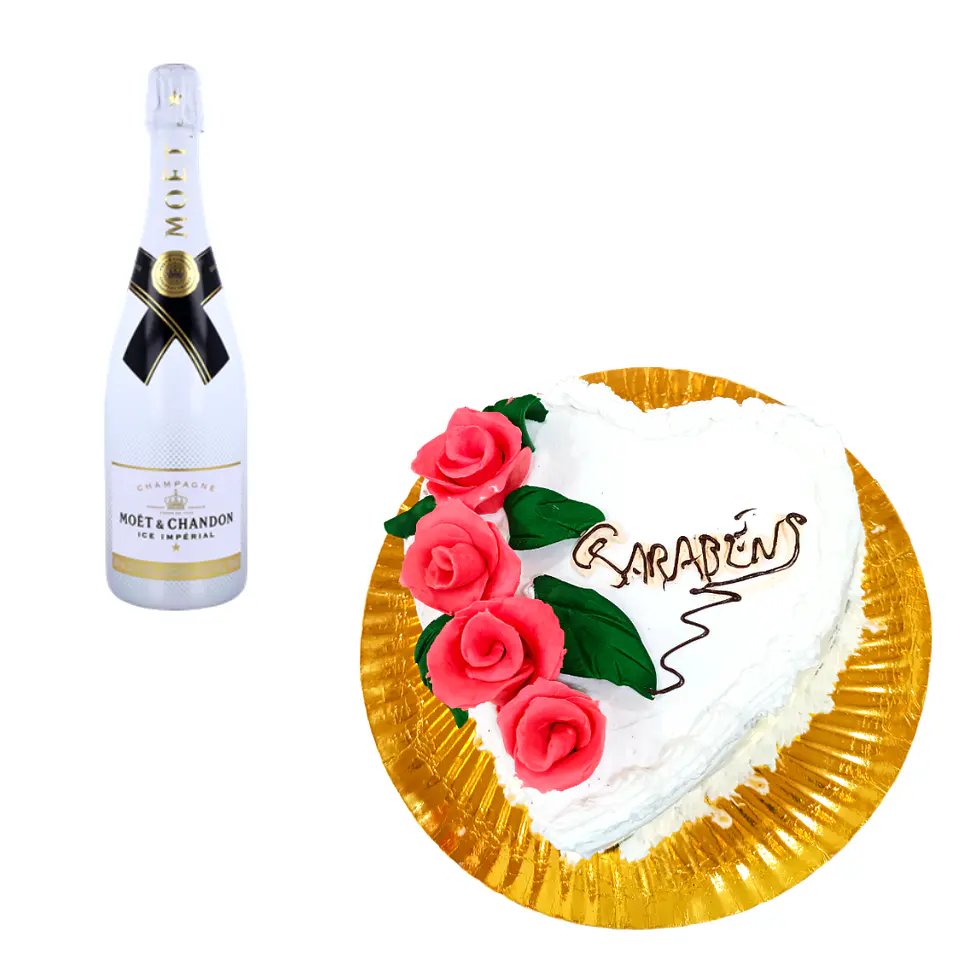 Pack Parabéns Luxo — Bolo Coração + Moët & Chandon 4