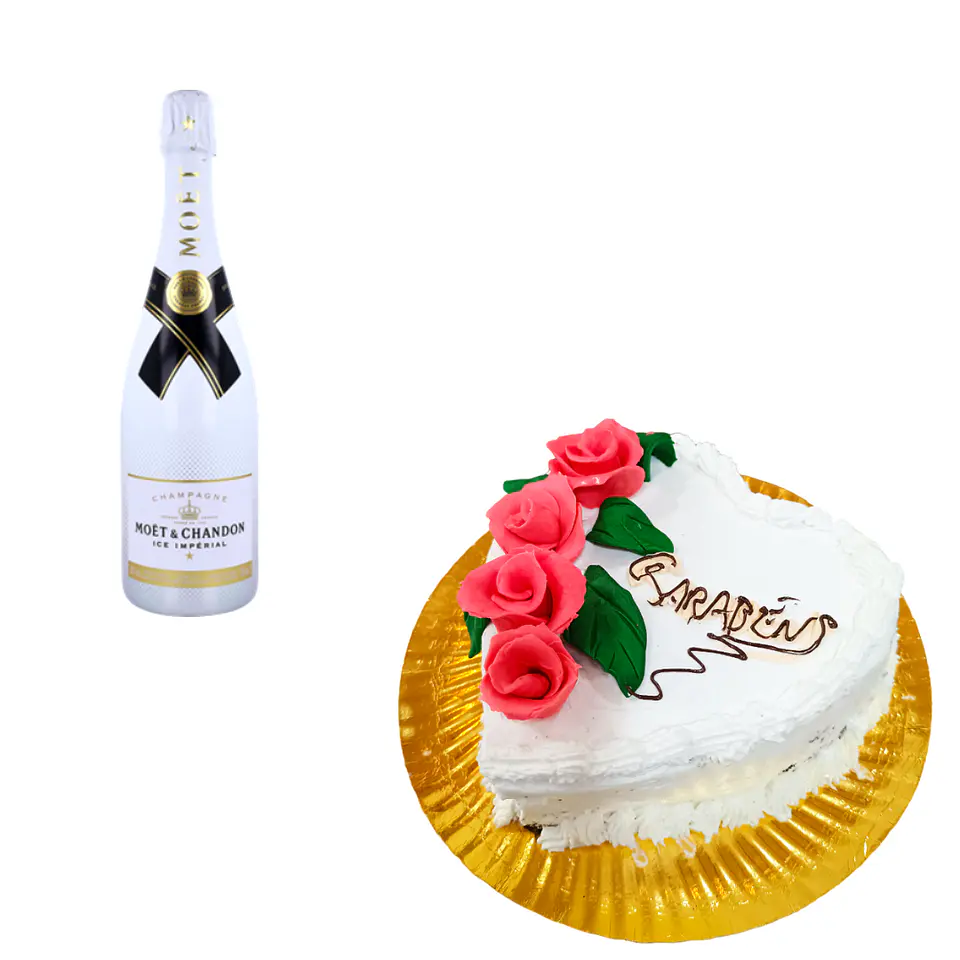 Pack Parabéns Luxo — Bolo Coração + Moët & Chandon 3