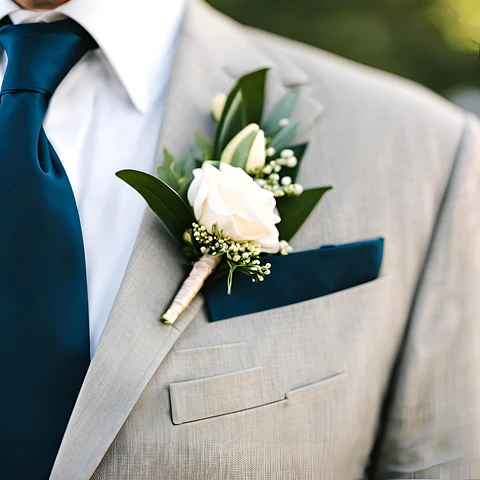 Flor de Lapela de Noivo Simples