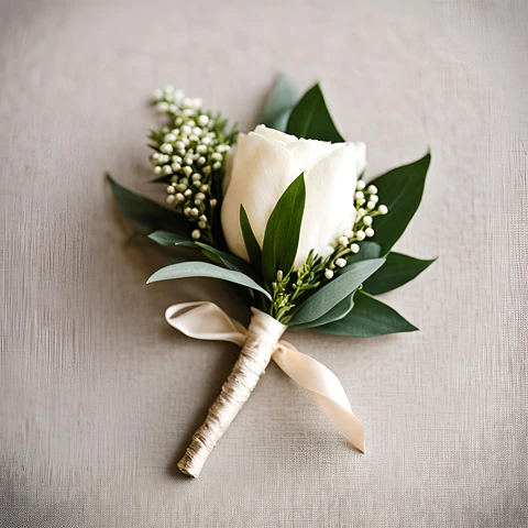 Flor de Lapela de Noivo Simples