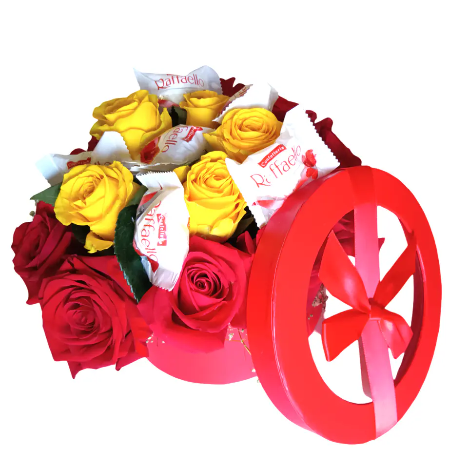 Caixa de Rosas com Chocolates Raffaello 4