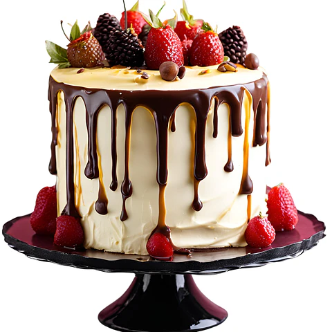 Drip Cake de Baunilha com Ganache de Chocolate