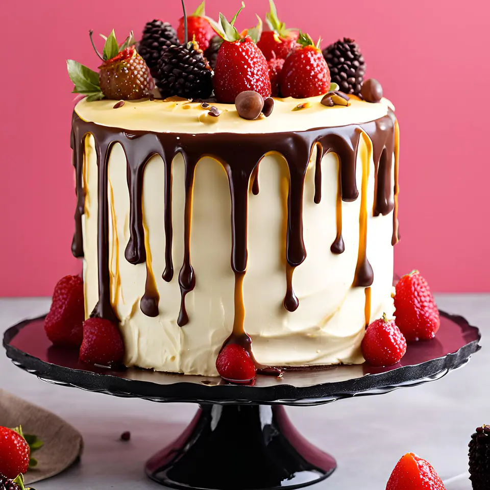 Drip Cake de Baunilha com Ganache de Chocolate 1