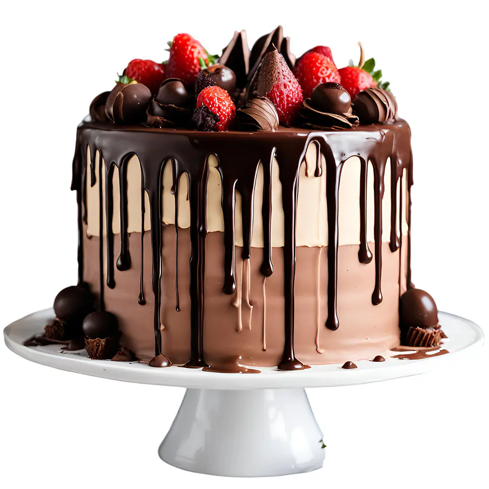 Drip Cake Chocolate com Morangos Frescos 2