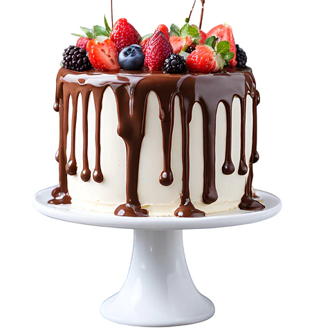 Drip Cake de Baunilha com Frutos Vermelhos
