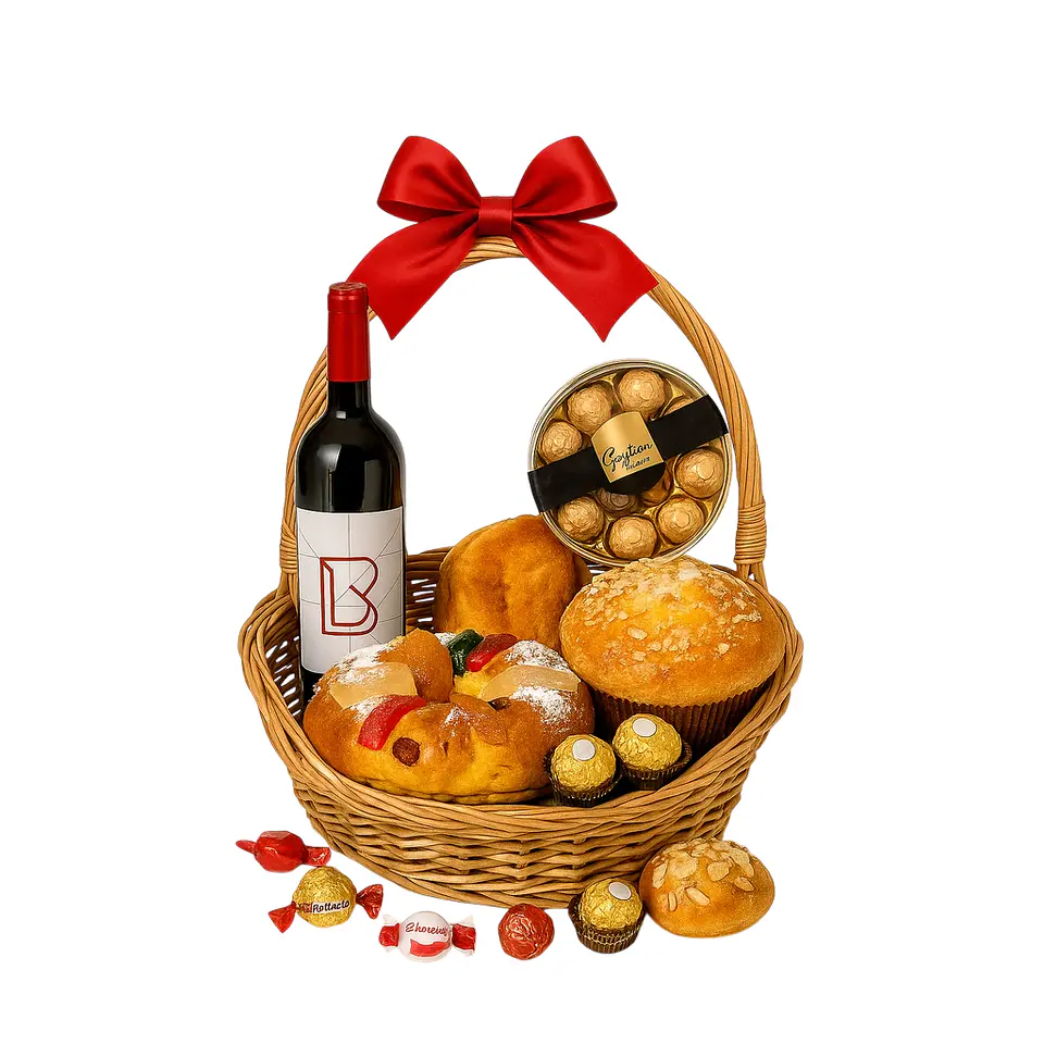Cabaz de Natal Premium com Vinho & Chocolates 2