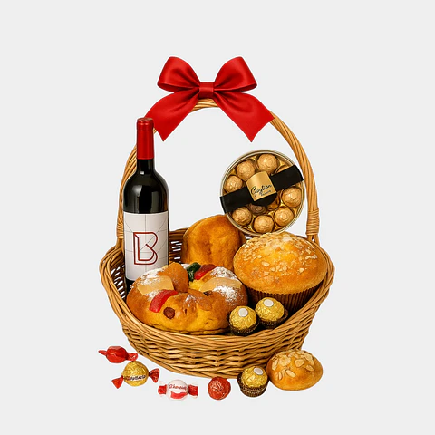 Cabaz de Natal Premium com Vinho & Chocolates