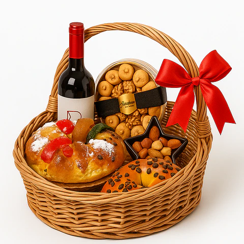 Cabaz de Natal Clássico com Vinho & Frutos Secos Gourmet