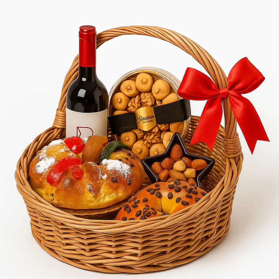 Cabaz de Natal Clássico com Vinho & Frutos Secos Gourmet 1