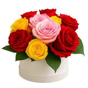 Caixa de Rosas Coloridas