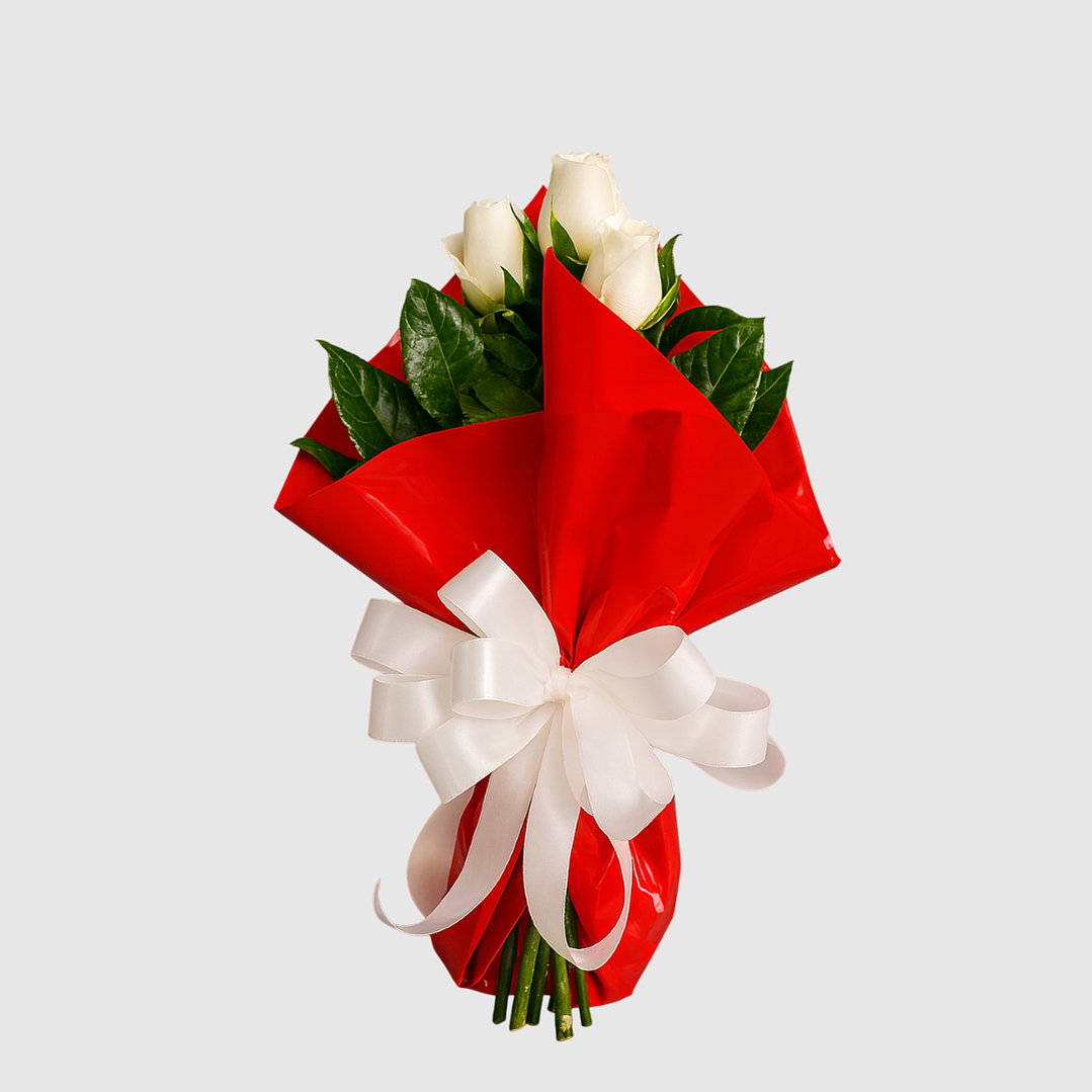 Ramo de 3 Rosas Brancas 2