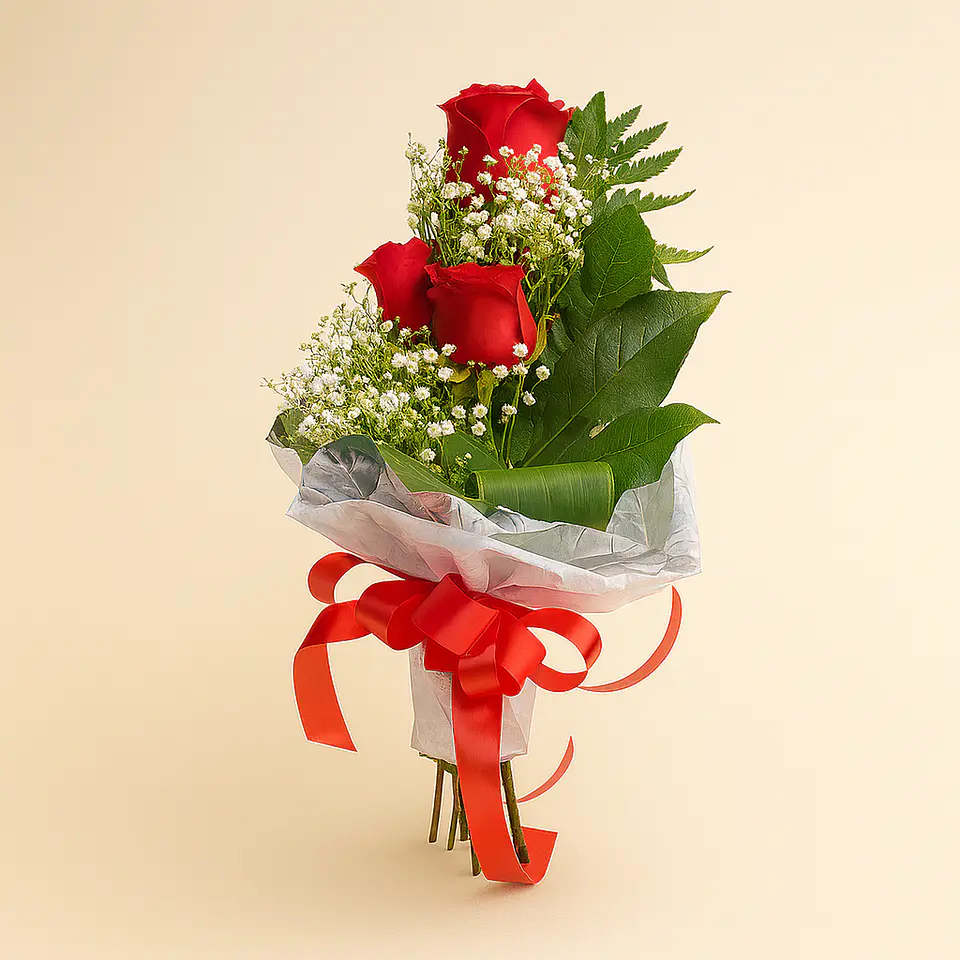 Ramo Clássico de 3 Rosas Vermelhas 3