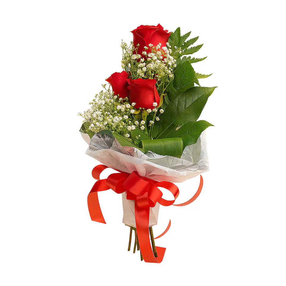 Ramo Clássico de 3 Rosas Vermelhas 8