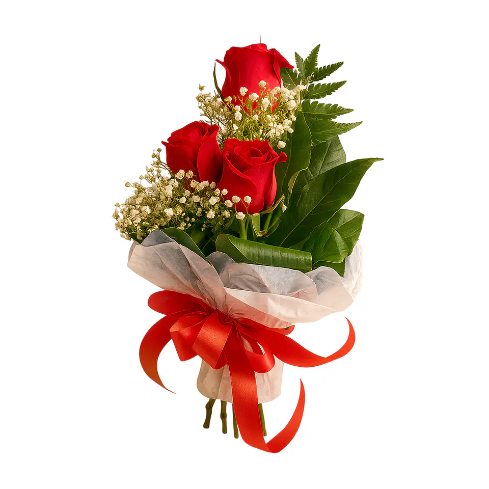 Ramo Clássico de 3 Rosas Vermelhas 6