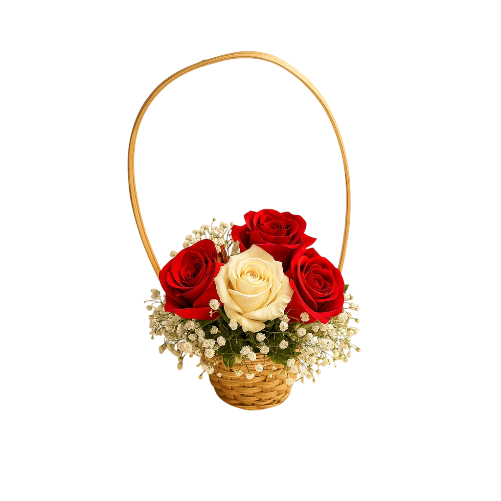 Cestinha de Rosas vermelha e Branca 4