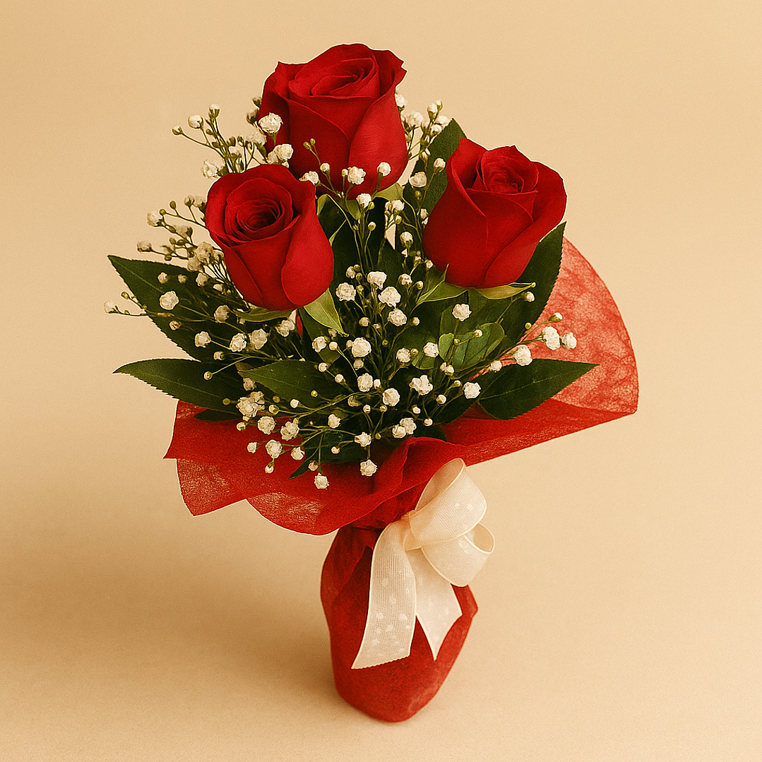 Ramo de 3 Rosas Vermelhas 1