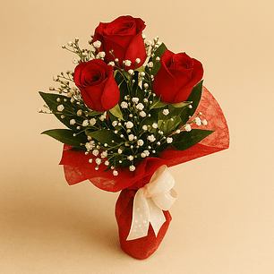 Ramo de 3 Rosas Vermelhas