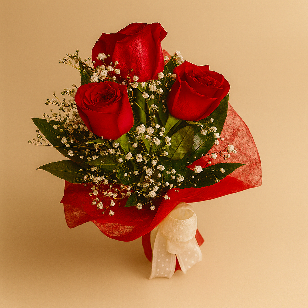 Ramo de 3 Rosas Vermelhas 3