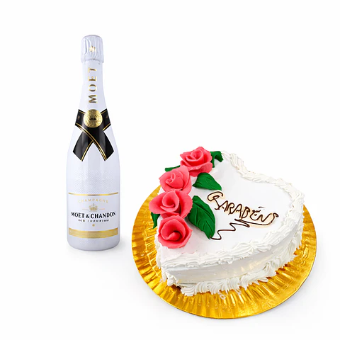 Pack Parabéns Luxo — Bolo Coração + Moët & Chandon