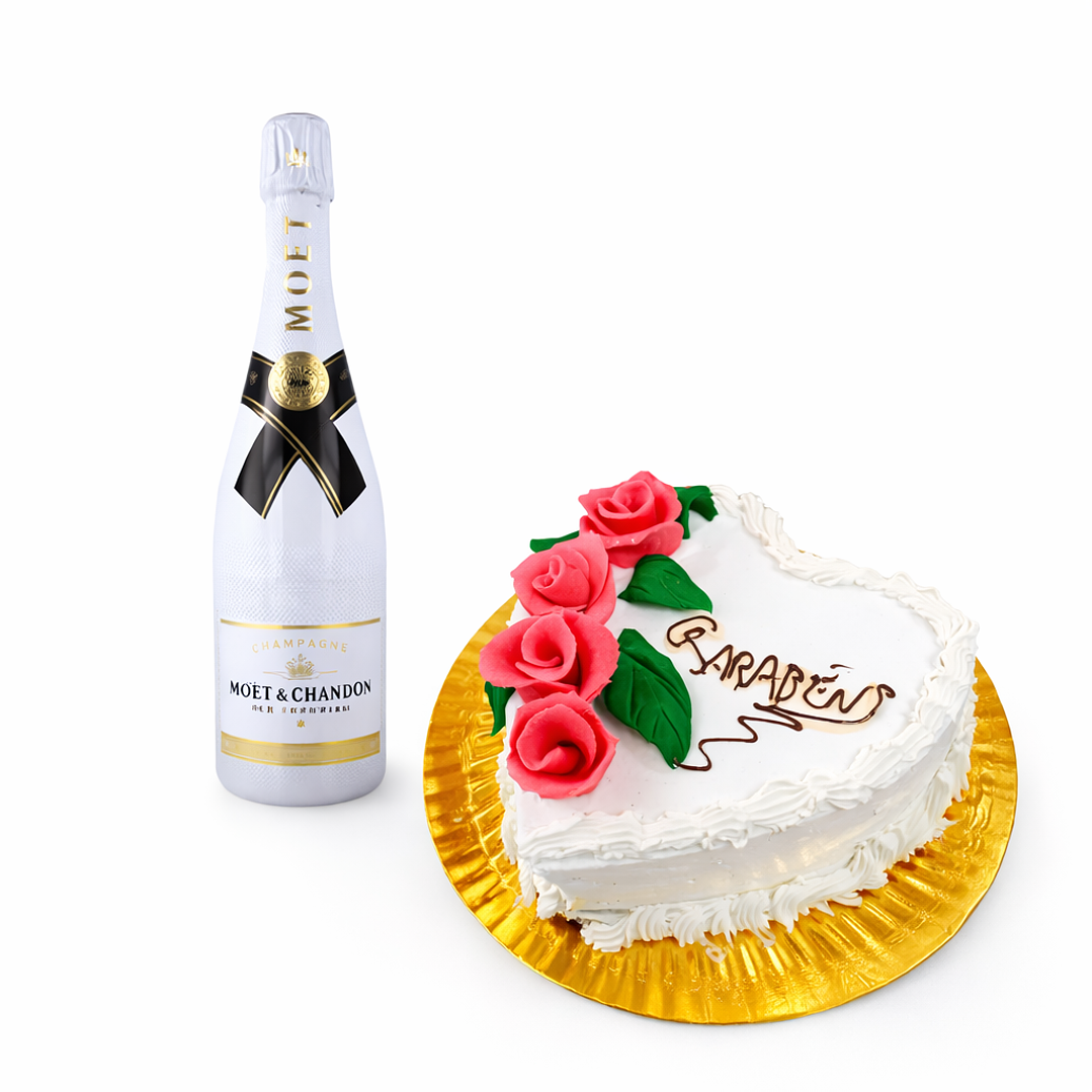 Pack Parabéns Luxo — Bolo Coração + Moët & Chandon 1