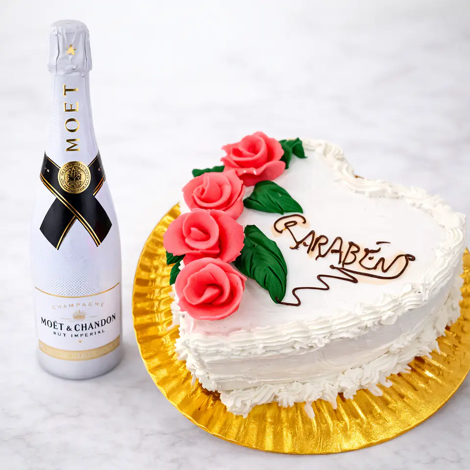 Pack Parabéns Luxo — Bolo Coração + Moët & Chandon 2