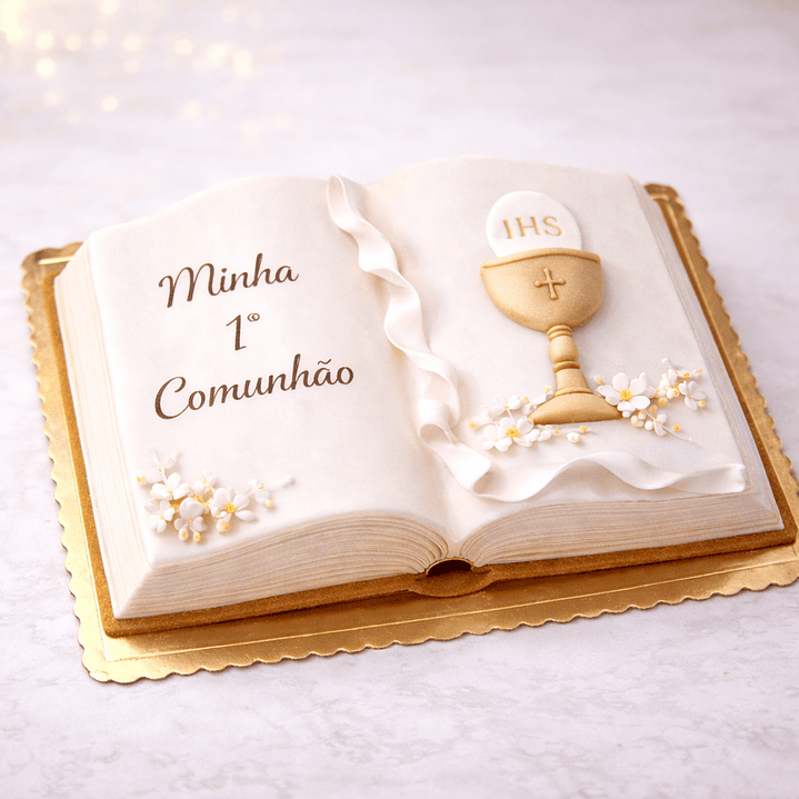Bolo Livro da Primeira Comunhão Personalizado 6