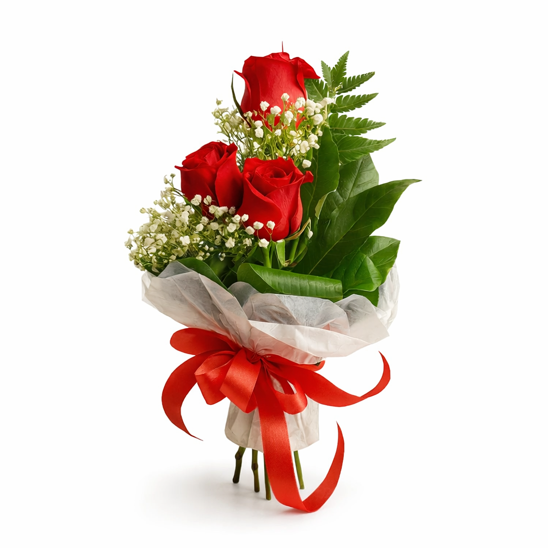 Ramo Clássico de 3 Rosas Vermelhas 9