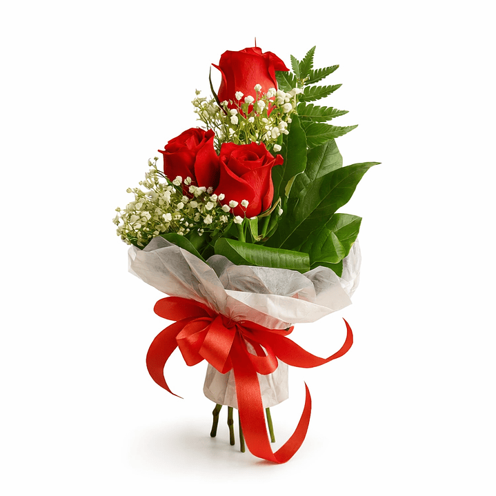 Ramo Clássico de 3 Rosas Vermelhas 9