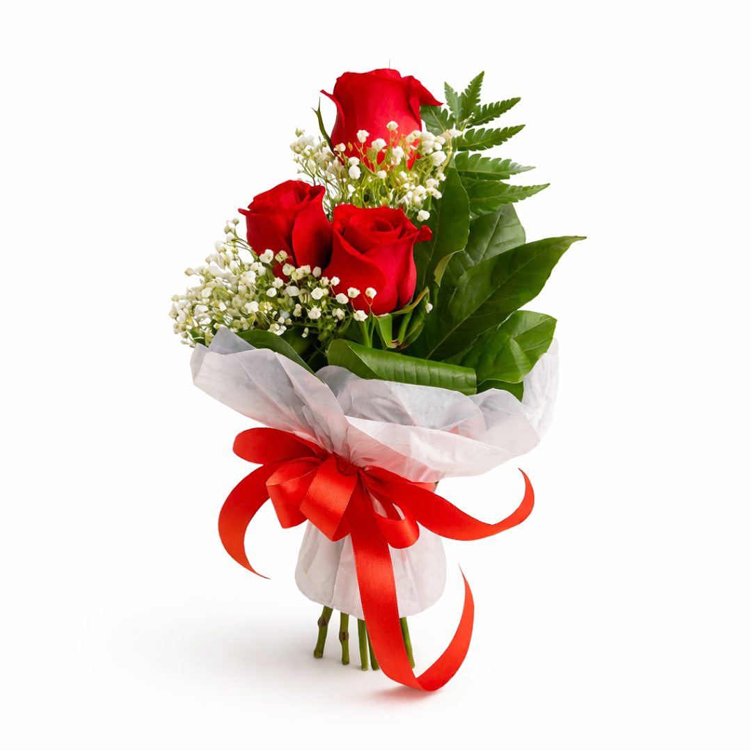 Ramo Clássico de 3 Rosas Vermelhas 1