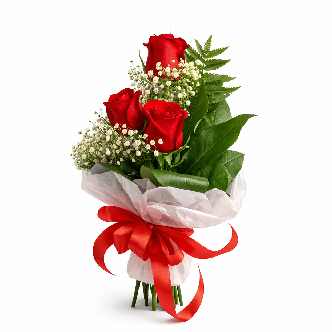 Ramo Clássico de 3 Rosas Vermelhas 7