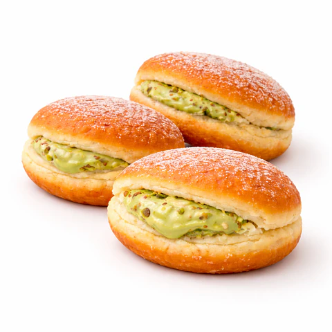 Bolas de Berlim com Creme de Pistácio